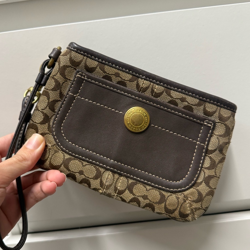 Vintage coach brown wristlet wallet